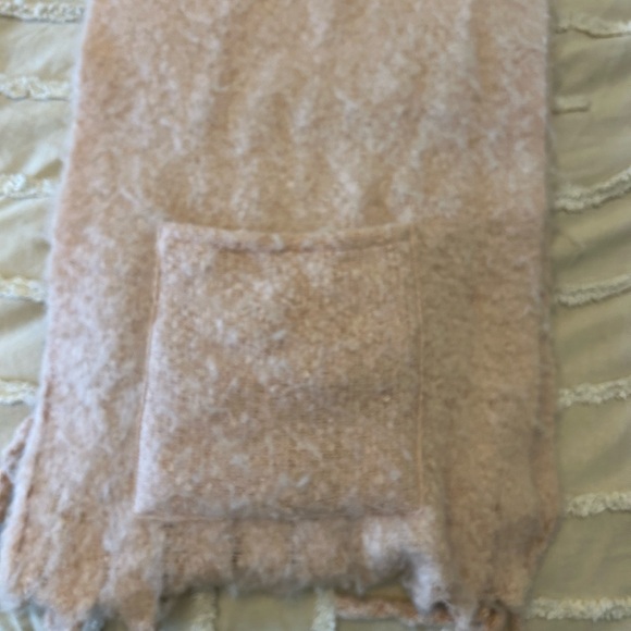Cozy Pink Scarf with Pocket. 35H X 14W - Picture 2 of 5